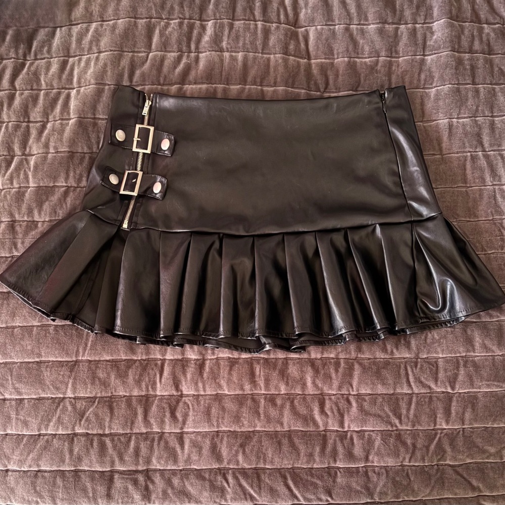 Black Faux Leather Mini Skirt